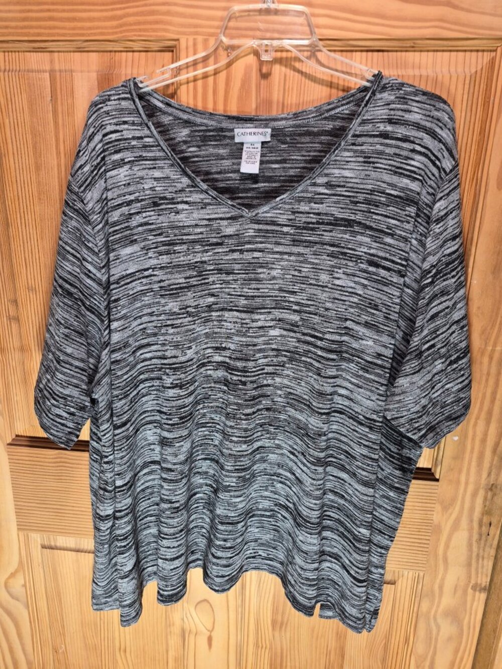 Catherines 5X Short Sleeve Women's Top Grey and Black